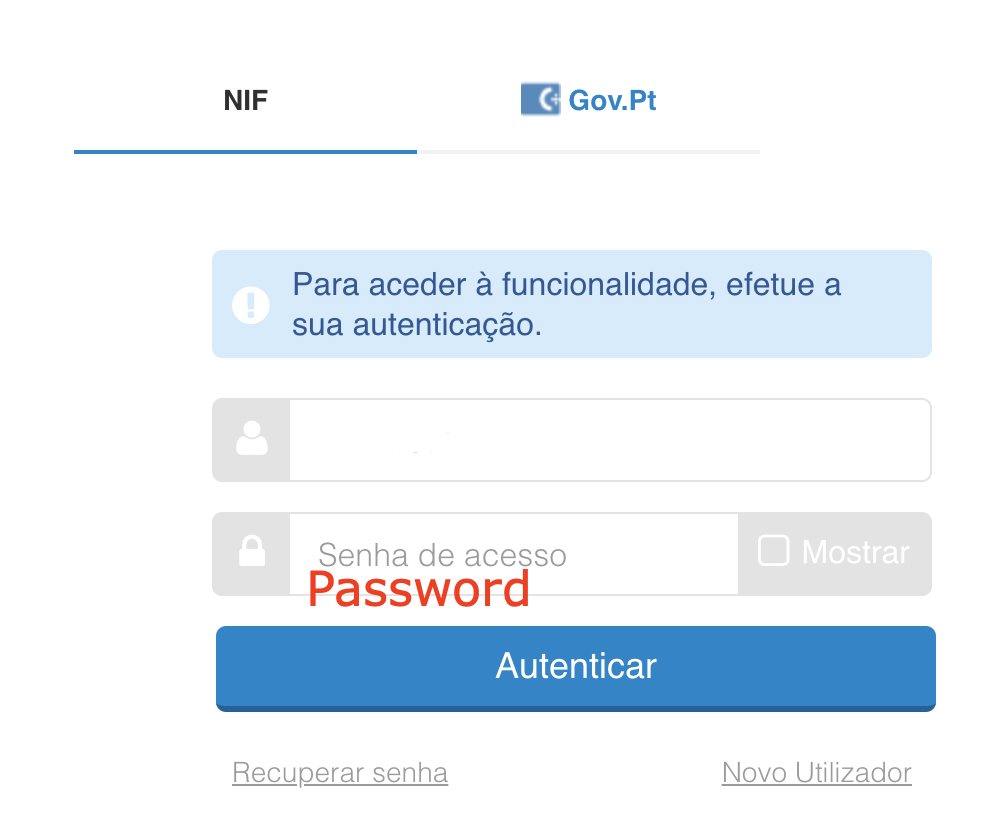 How to change your password on Portal das Finanças