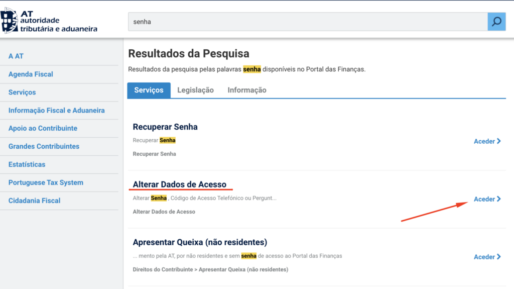 How to change your password on Portal das Finanças