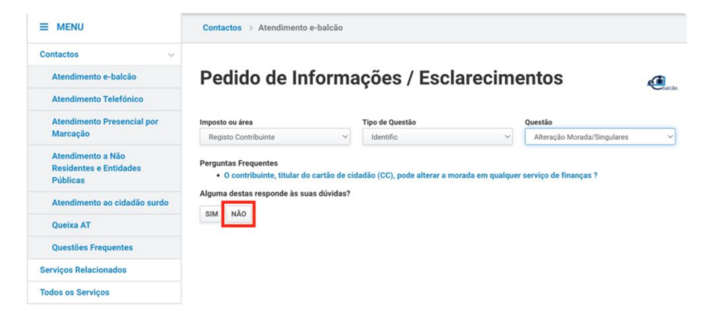 How to update your address on the Finanças website?