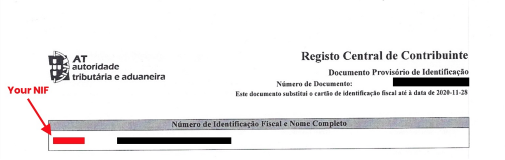 Where can I find my NIF on the provided by Autoridade Tributária e Aduaneira document?