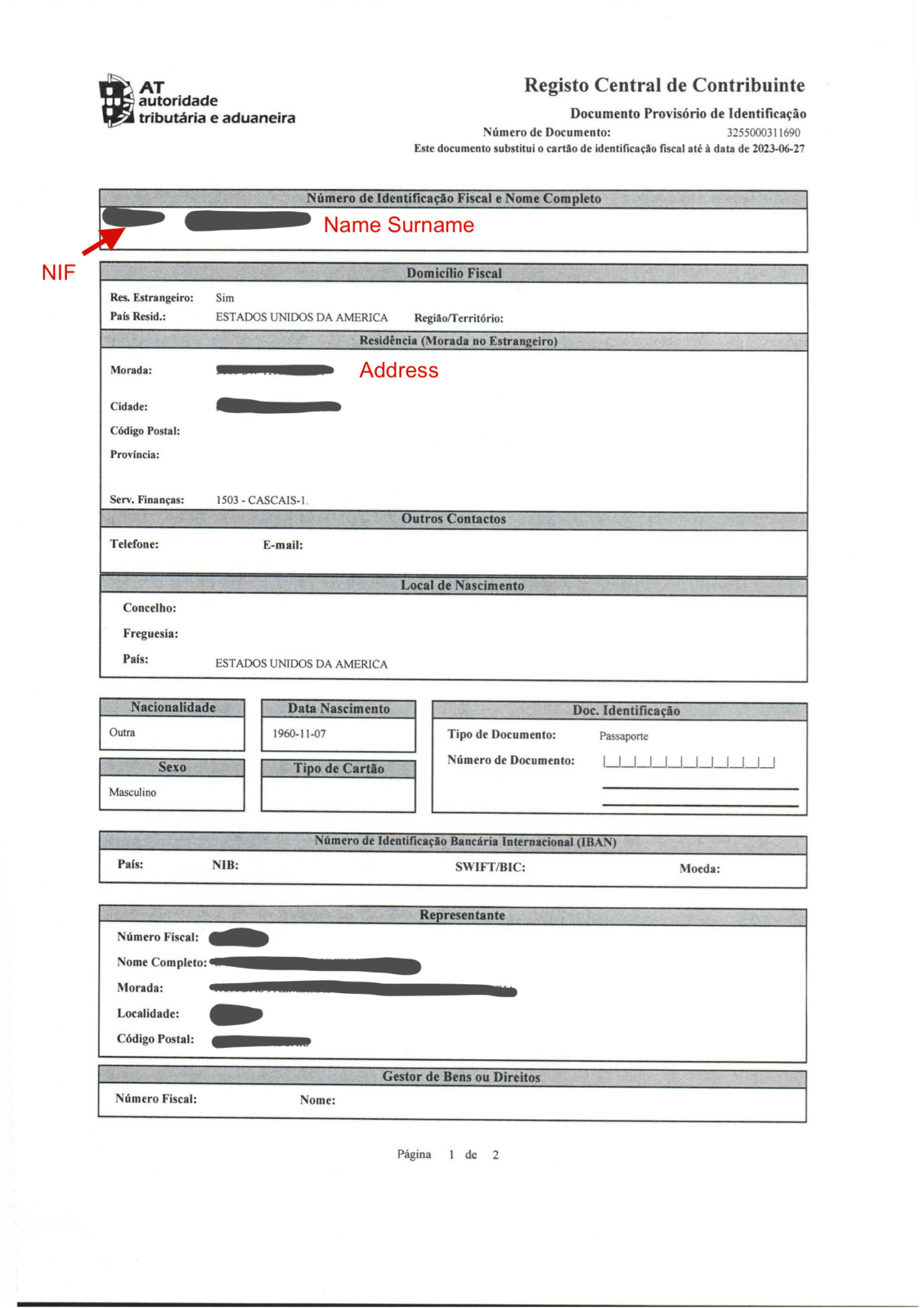 Example of the NIF document