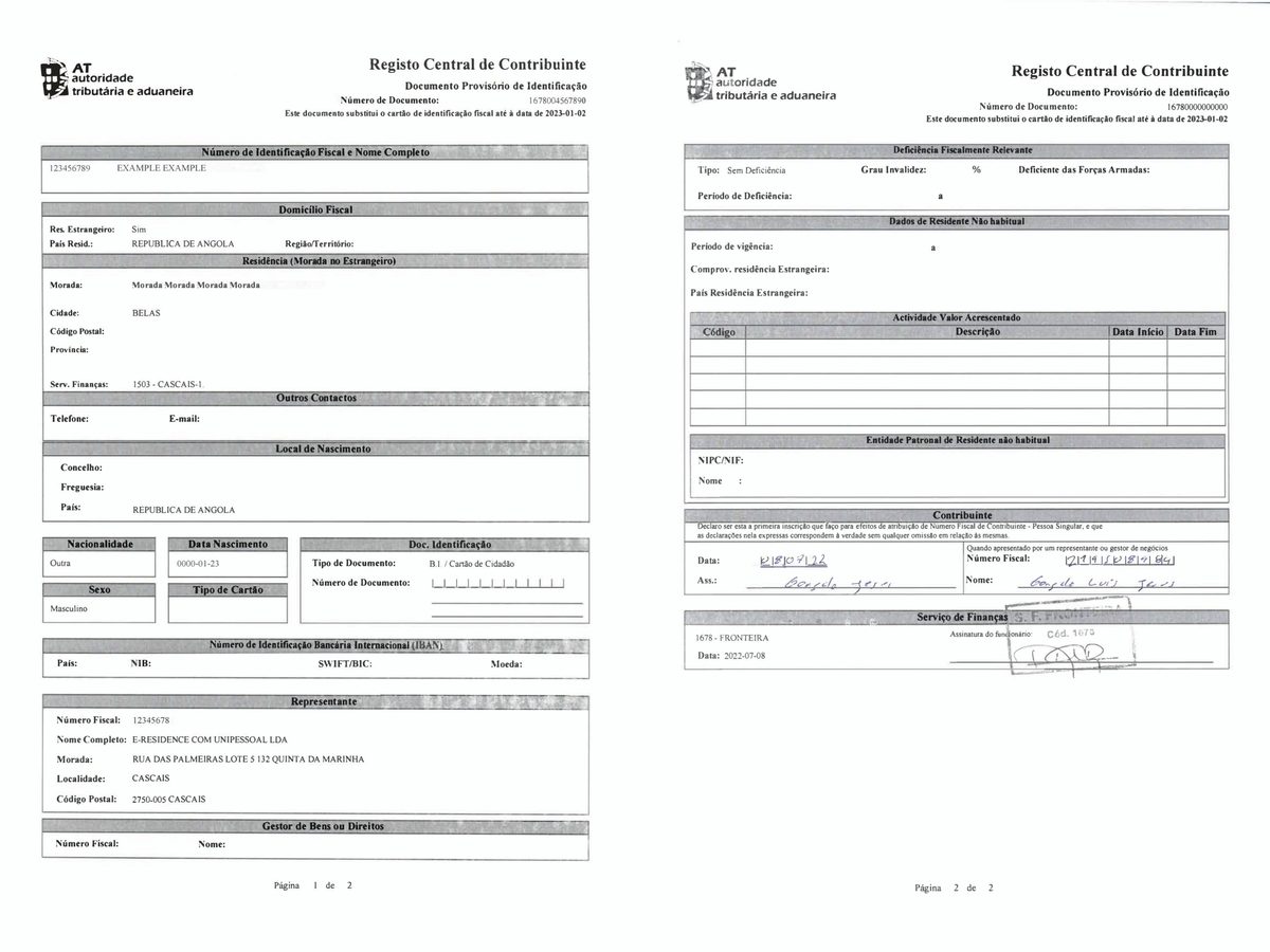 NIF number in Portugal for non-residents